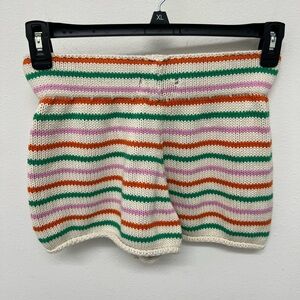 ZARA Crochet Shorts Women’s Small Striped Rainbow (No Drawstring) 100% Cotton